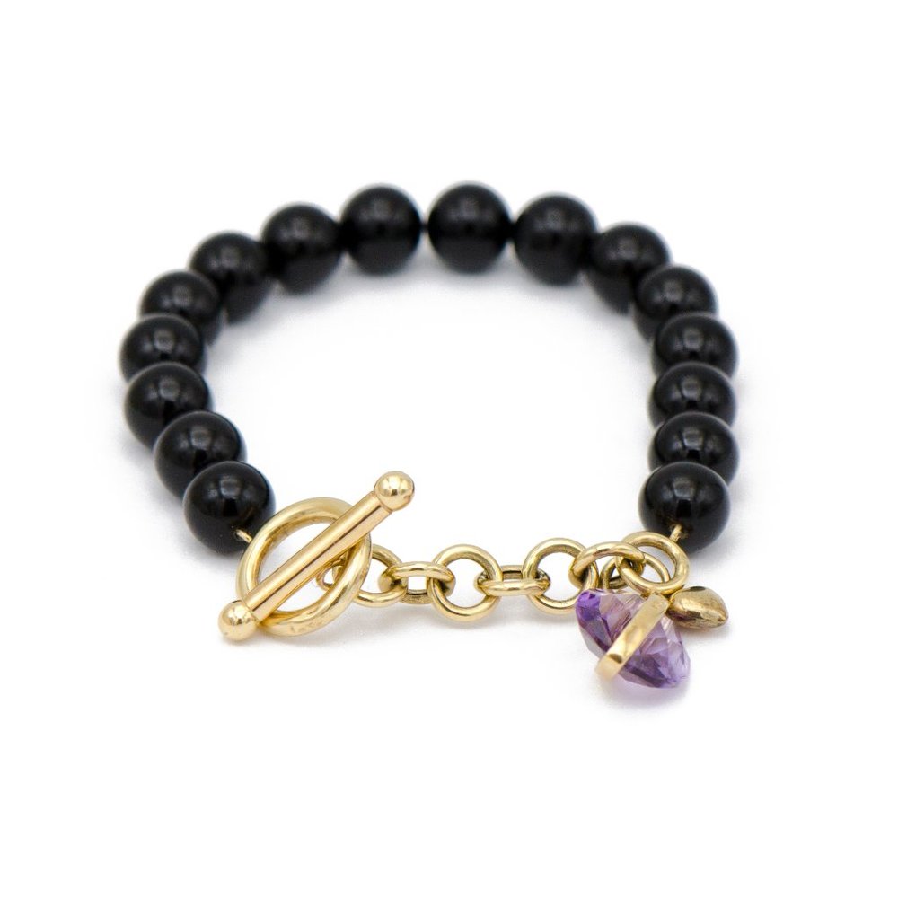 Onyx & Amethyst Bead Bracelet